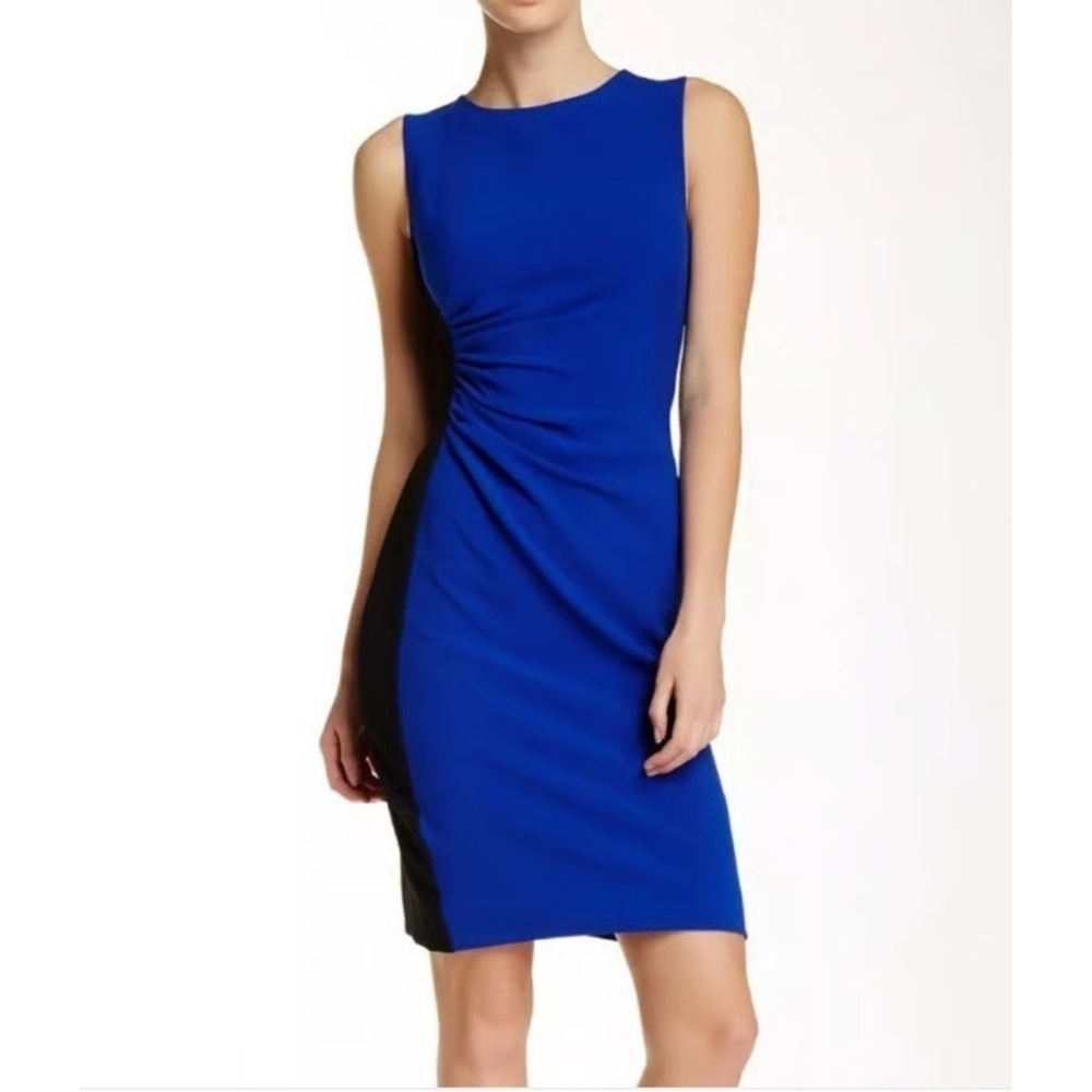 Diane Von Furstenburg Colorblock Blue Black Sheath Dress Size 8